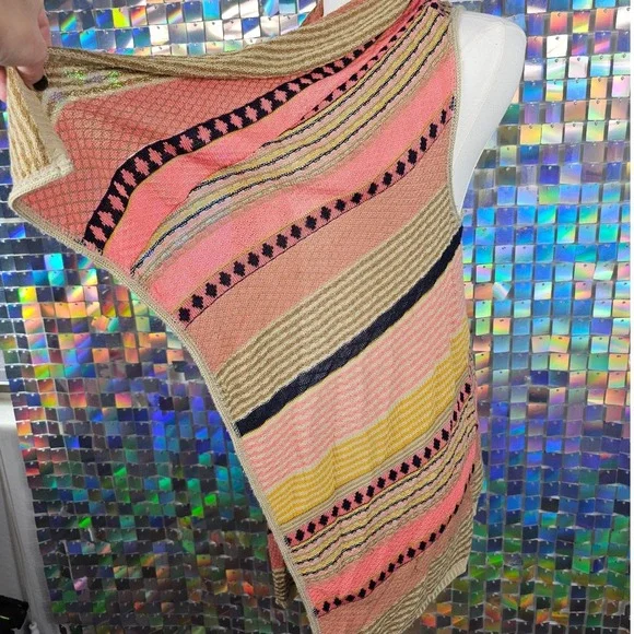 Womens M Sleeveless Geometric Print‎ Open Front Cardigan Sweater - Picture 2 of 5